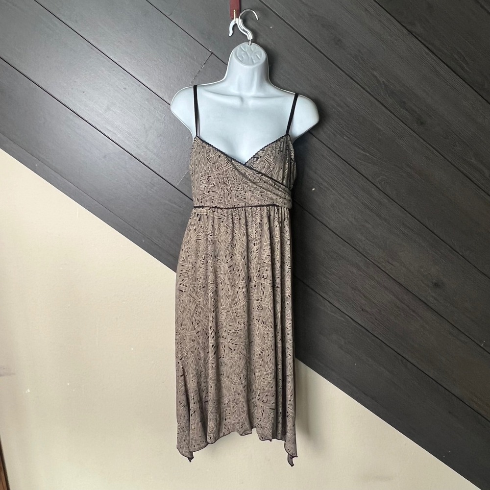 Max Studio Women's Sleeveless Empire Waist Handkerchief Hem Dress Size S Tan NWT